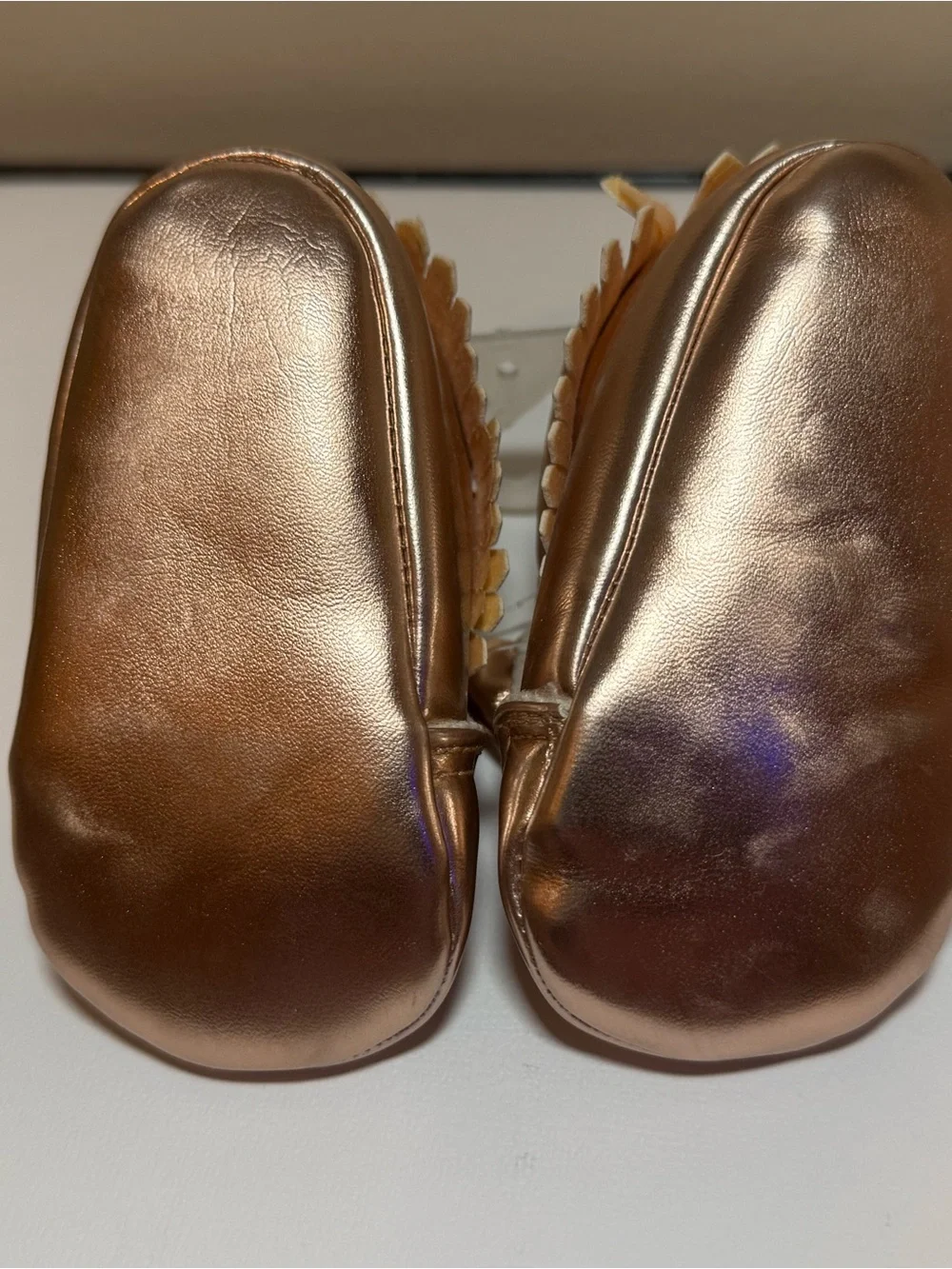 Child of Mine by Carter’s Metallic Rose Gold Bow Baby Walker Shoes